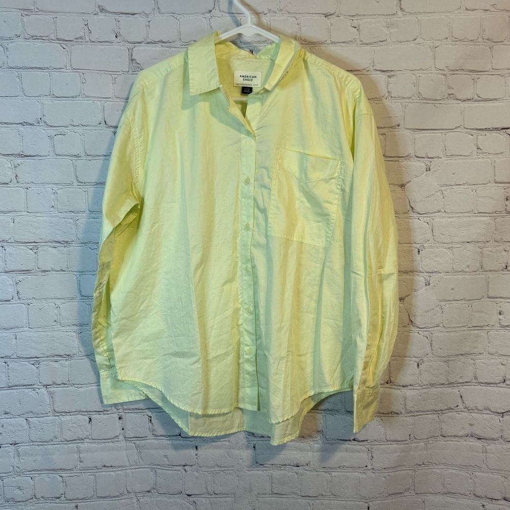 American Eagle Outfitters Yellow Long Sleeve Casual Shirt